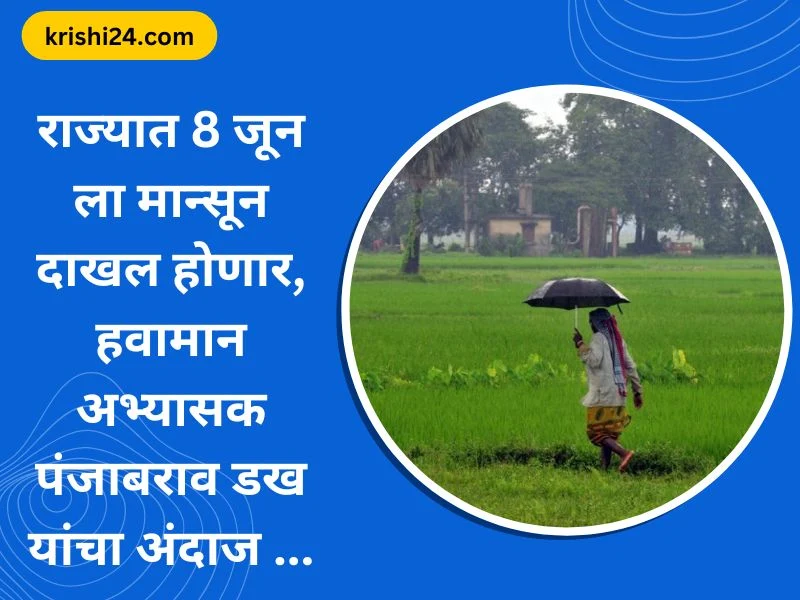 8 जून ला मान्सून दाखल होणार