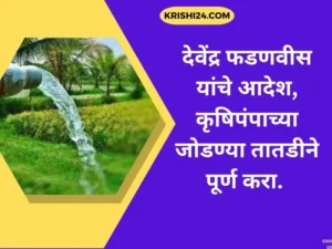 देवेंद्र फडणवीस यांचे आदेश, कृषिपंपाच्या जोडण्या तातडीने पूर्ण करा.