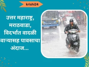 उत्तर महाराष्ट्र, मराठवाडा, विदर्भात वादळी वाऱ्यासह पावसाचा अंदाज...