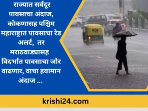 राज्यात सर्वदूर पावसाचा अंदाज, कोकणासह पश्चिम महाराष्ट्रात पावसाचा रेड अलर्ट, ...