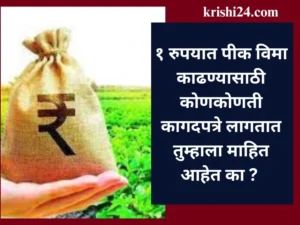 १ रुपयात पीक विमा काढण्यासाठी कोणकोणती कागदपत्रे लागतात तुम्हाला माहित आहेत का