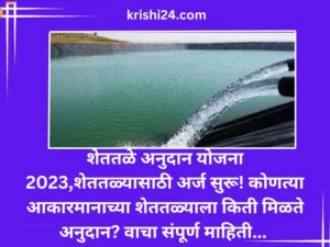 शेततळे अनुदान योजना 2023,शेततळ्यासाठी अर्ज सुरू! कोणत्या आकारमानाच्या शेततळ्याला किती मिळते अनुदान? वाचा संपूर्ण माहिती...