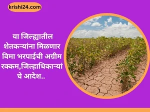 या जिल्ह्यातील शेतकऱ्यांना मिळणार विमा भरपाईची अग्रीम रक्कम,जिल्हाधिकाऱ्यांचे आदेश..