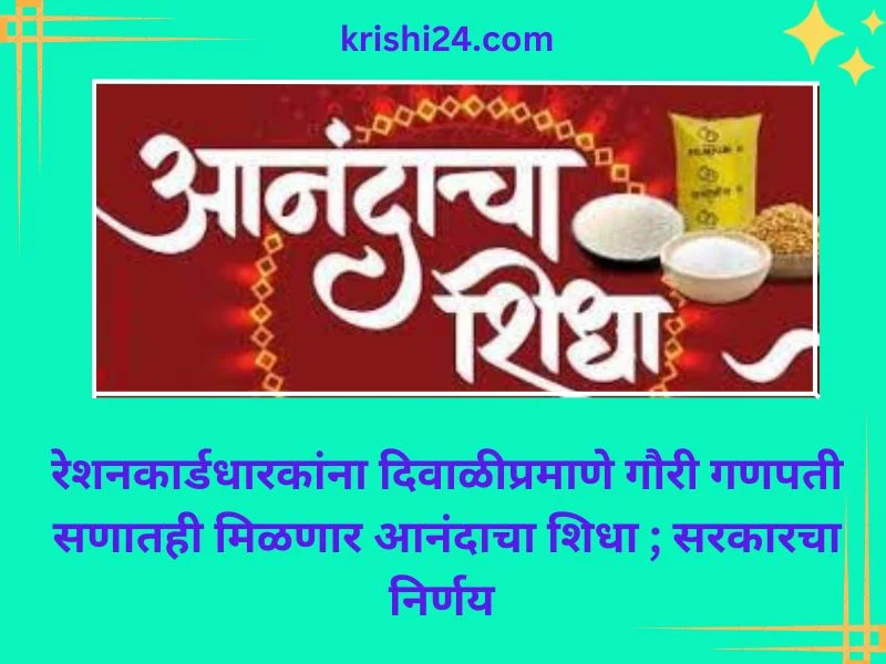 रेशनकार्डधारकांना दिवाळीप्रमाणे गौरी गणपती सणातही मिळणार आनंदाचा शिधा ; सरकारचा निर्णय