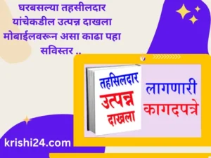 घरबसल्या तहसीलदार यांचेकडील उत्पन्न दाखला मोबाईलवरून असा काढा पहा सविस्तर ..